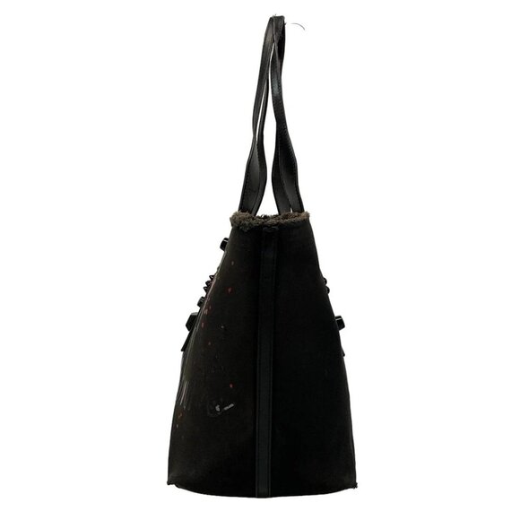 Auth CHRISTIAN LOUBOUTIN fringe bus - Black Red White Canvas Leather Tote Bag - Picture 4 of 15